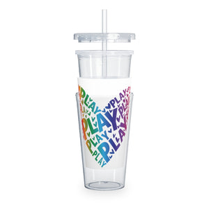 Play Heart Plastic Tumbler with Straw
