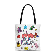 Load image into Gallery viewer, Doodle I Love Play Therapy Tote Bag