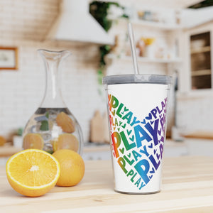 Play Heart Plastic Tumbler with Straw