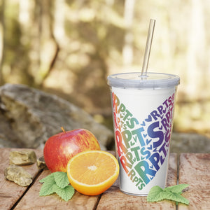 RPTS Heart Plastic Tumbler with Straw